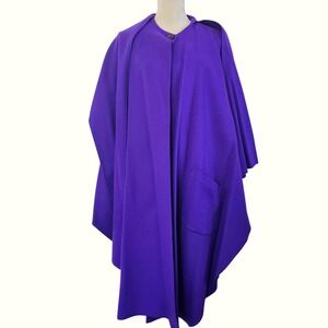 Avoca Collection Purple Wool Cape Made in Ireland One Button Lined Poncho Coat